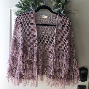 POL Fringe Purple Light Sweater